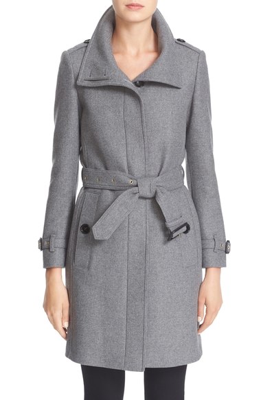Burberry Brit 'Gibbsmoore' Funnel Collar Trench Coat Steel Grey Melange trench coats fall 2016 trend