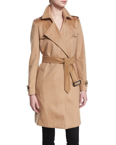 Burberry Cashmere Belted Wrap Trenchcoat Camel  trench coats fall 2016