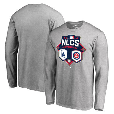 Chicago Cubs vs. Los Angeles Dodgers 2016 League Championship Series Matchup Long Sleeve T-Shirt - Heather Gray