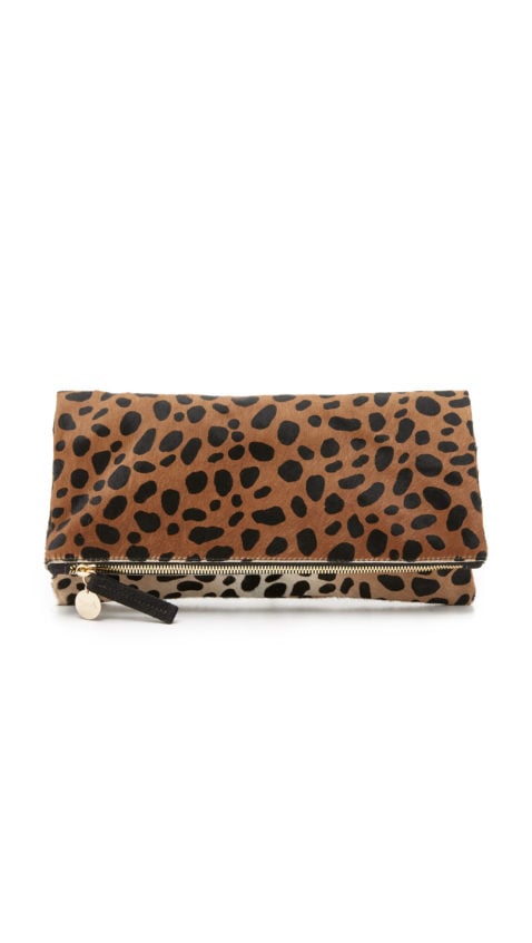 Clare V. Supreme Haircalf Fold Over Clutch Leopard Shopbop