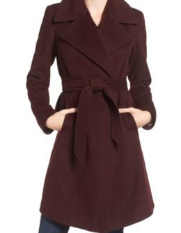 DIANE VON FURSTENBERG Wool Blend Wrap Coat Bordeaux wrap coats fall 2016