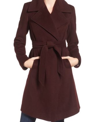 DIANE VON FURSTENBERG Wool Blend Wrap Coat Bordeaux wrap coats fall 2016