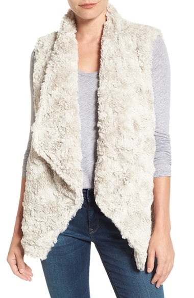Dylan Draped Faux Fur Vest WInter White faux fur vests fall 2016
