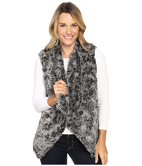 Dylan by True Grit Plush Faux Classic Silky Fur Draped Vest w/ Fur Lining Frosted Black faux fur vests fall 2016
