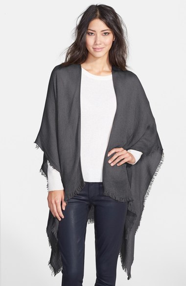 Echo Fringe Trim Cape Dark Grey capes