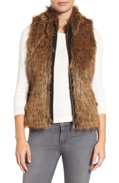 Foxcroft Zip Front Faux Fur Vest (Regular & Petite) Chocolate faux fur vests fall 2016