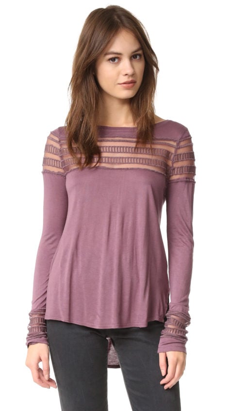 Free People Mesh Insert Roxie Tee Purple Shopbop event of the season sale