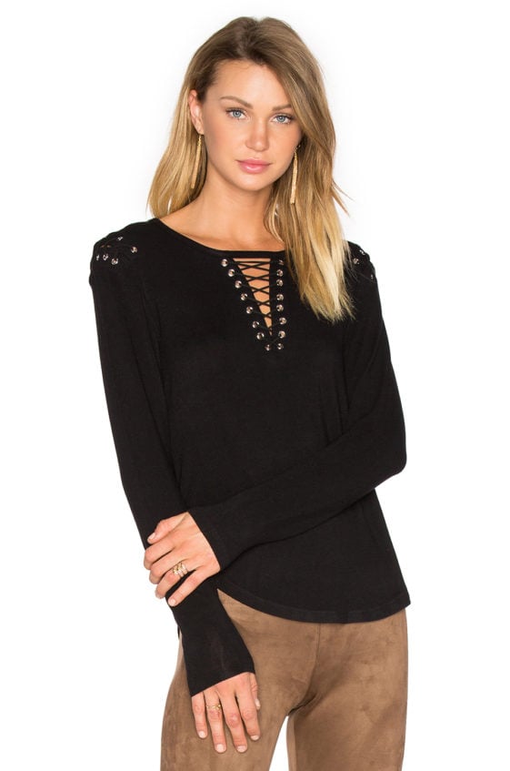 GENERATION LOVE VIVI LACE UP TOP Black lace-up tops fall 2016