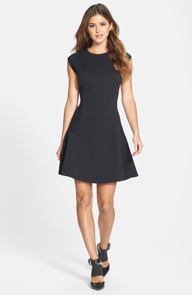 Halogen® Ottoman Knit Fit & Flare Dress (Regular & Petite) Black fit and flare dresses for fall wedding guest season