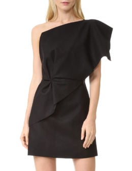Jacquemus One Shoulder Ruffle Dress Black one shoulder dresses fall wedding guest