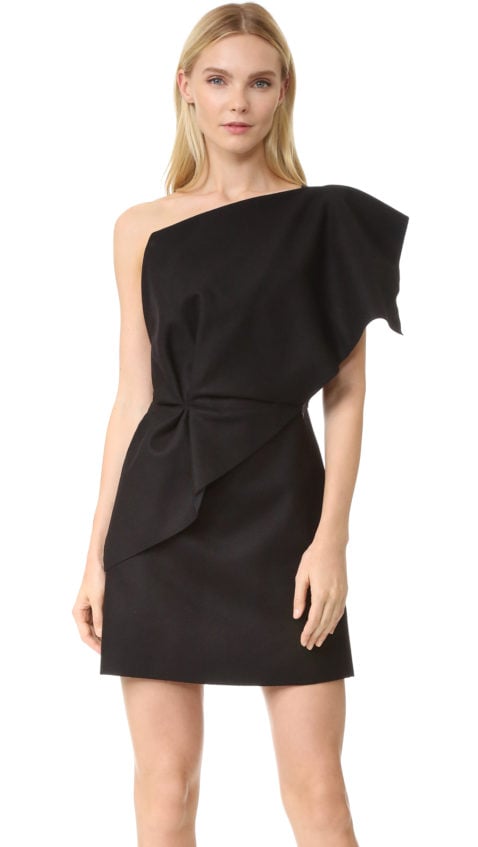 Jacquemus One Shoulder Ruffle Dress Black one shoulder dresses fall wedding guest 