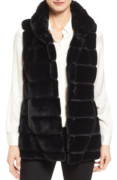 Jones New York Reversible Faux Fur Vest Black faux fur vests fall 2016