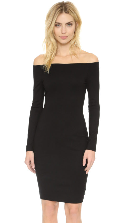 L'AGENCE Daphne Off The Shoulder Dress Black off the shoulder dresses fall wedding guest season