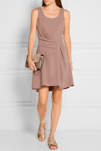 MAIYET Draped crepe mini dress Taupe Crepe fit and flare dresses fall wedding guest season