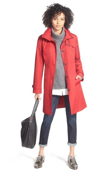 MICHAEL Michael Kors Hooded Trench Coat (Regular & Petite) Red trench coats fall 2016