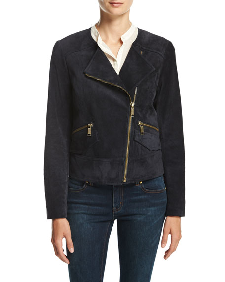 MICHAEL Michael Kors Suede Moto Jacket New Navy  suede moto jackets fall 2016