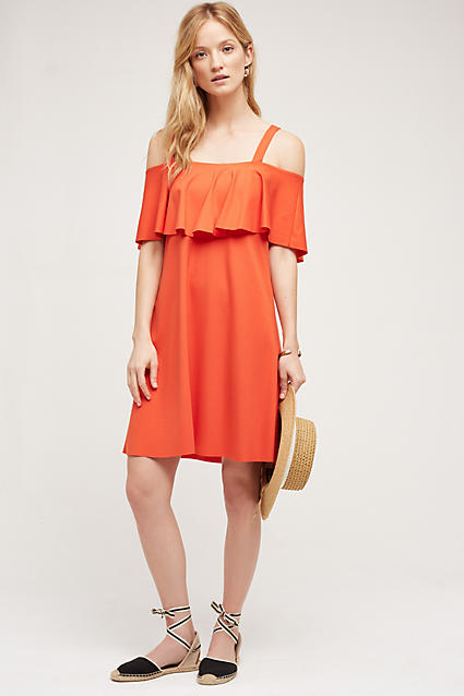 Maeve Rory Open Shoulder Dress Bright Red off the shoulder dresses fall 2016