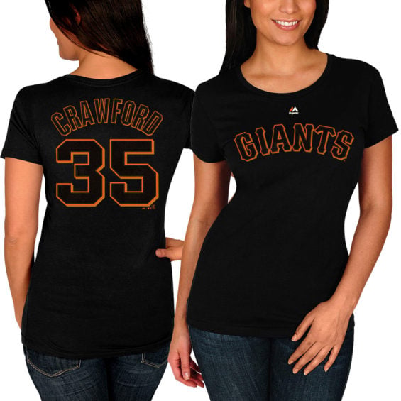 Majestic Brandon Crawford San Francisco Giants Women's Black Name & Number T-Shirt