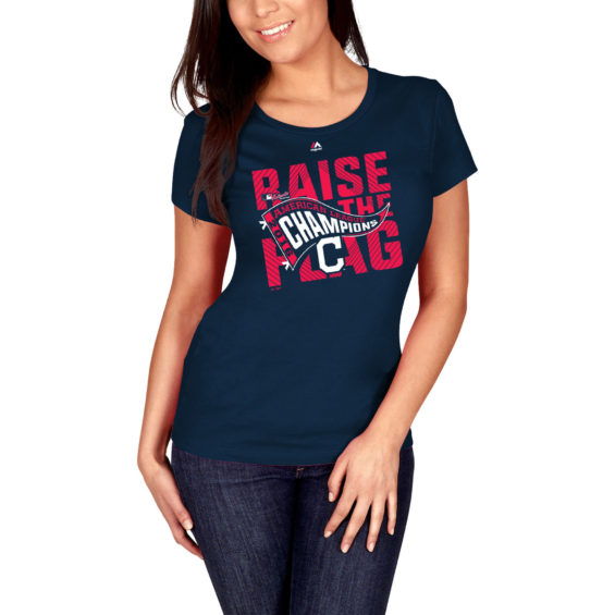 Majestic Cleveland Indians Women's Navy 2016 American League Champions Locker Room T-Shirt alcs champions 