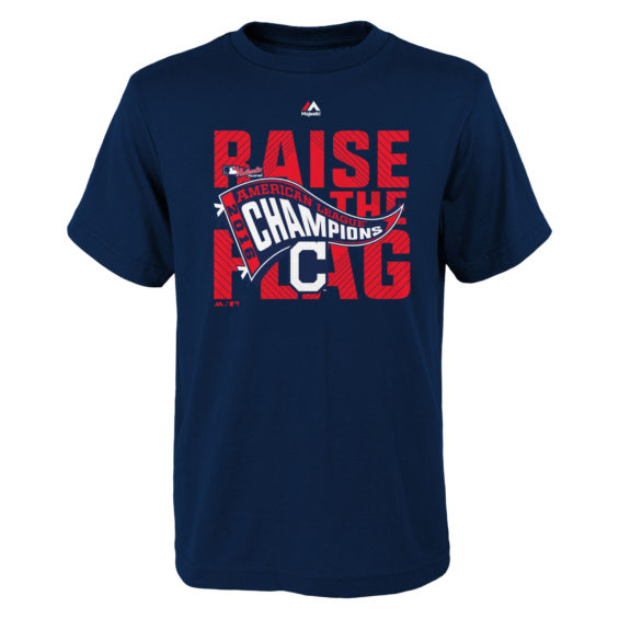 Majestic Cleveland Indians Youth Navy 2016 American League Champions Raise The Flag Locker Room T-Shirt alcs champions shirts