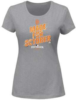 Majestic San Francisco Giants Women's Heathered Gray 2016 Postseason Wild Card Locker Room T-Shirt san francisco giants made for october postseason