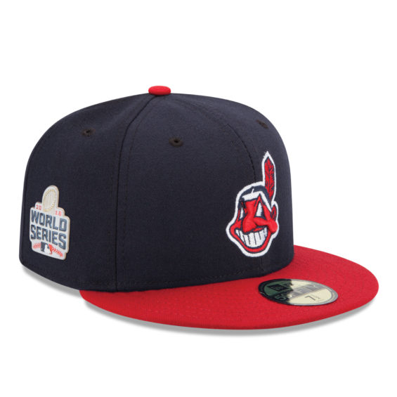 New Era Cleveland Indians Navy 2016 American League Champions World Series Patch 59FIFTY Fitted Hat