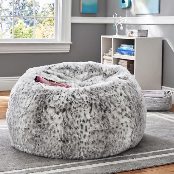 PBteen Gray Leopard Beanbag pottery barn teen seating sale