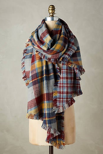 Plaid Blanket Scarf Navy Blue blanket scarves fall