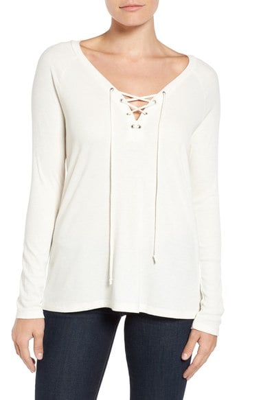 Pleione Lace-Up Top White lace-up tops fall 2016