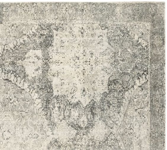 Pottery Barn BARRET PRINTED WOOL RUG - GRAY pottery barn friends and family sale 