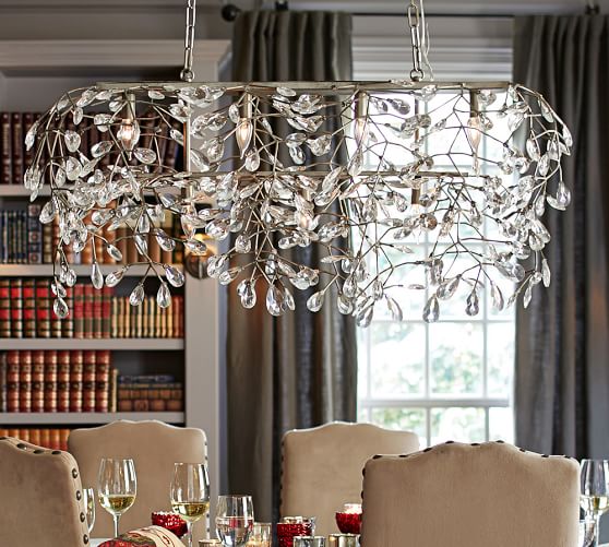 Pottery Barn BELLA CRYSTAL RECTANGULAR CHANDELIER pottery barn flash sale