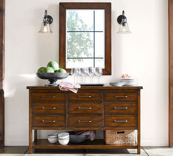 Pottery Barn BENCHWRIGHT MIRROR Rustic Mahogany Stain pottery barn flash sale