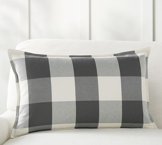 Pottery Barn BUFFALO CHECK PLAID LUMBAR PILLOW COVER Neutral