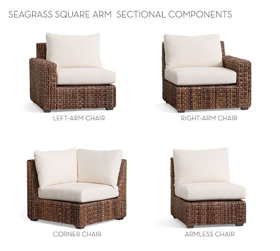 Pottery Barn BUILD YOUR OWN - SEAGRASS SQUARE ARM SECTIONAL COMPONENTS pottery barn flash sale