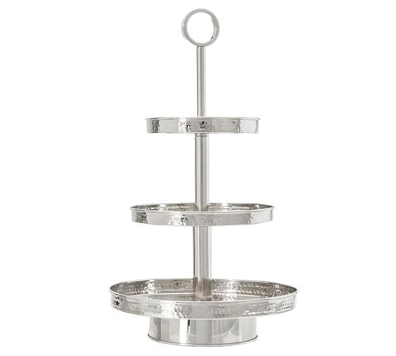 Pottery Barn HAMMERED NICKEL TIERED STAND pottery barn 20% off + free shipping sale