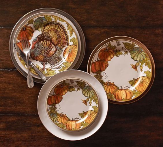 Pottery Barn HERITAGE TURKEY SALAD PLATE, SET OF 4 sale