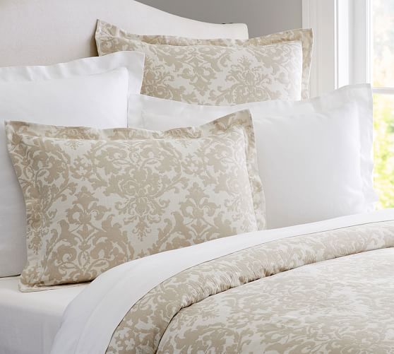 Pottery Barn JACQUARD LINEN MEDALLION DUVET COVER & SHAM pottery barn friends and family sale