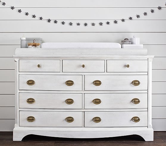 Pottery Barn Kids Remy Extra Wide Dresser & Topper Set Powder White emily & meritt for pottery barn collection