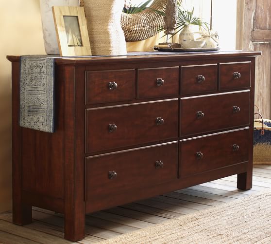 Pottery Barn MASON EXTRA-WIDE DRESSER Rustic Mahogany Stain