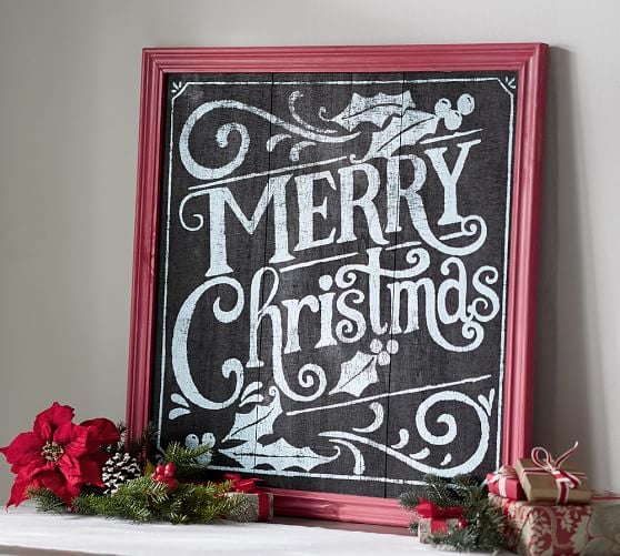 Pottery Barn MERRY CHRISTMAS CHALKBOARD SIGN WALL ART pottery barn friends and family sale