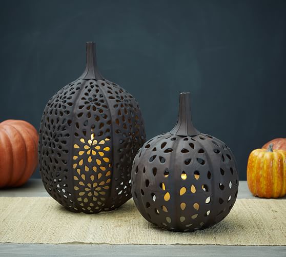 Pottery Barn PIERCED BRONZE METAL PUMPKINS pottery barn friends and family sale