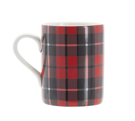 Pottery Barn PLAID REACTIVE GLAZE MUG - Landon Plaid pottery barn mugs sale