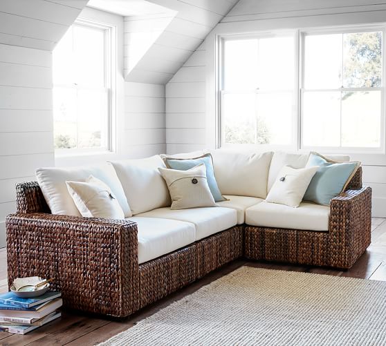 Pottery Barn SEAGRASS SQUARE ARM 4-PIECE SECTIONAL pottery barn flash sale