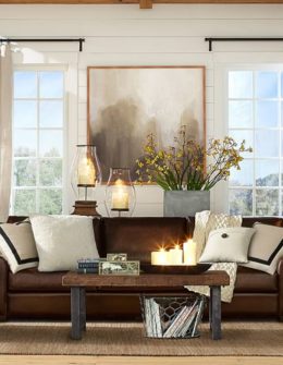 Pottery Barn TURNER ROLL ARM LEATHER SLEEPER SOFA pottery barn flash sale
