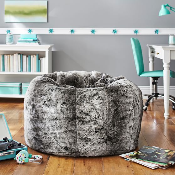 Pottery Barn Teen Gray Ombre Faux Fur Beanbag pottery barn teen seating sale