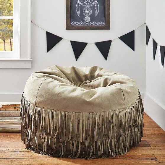 Pottery Barn Teen Junk Gypsy Austin Suede Fringe Beanbag pottery barn teen seating sale