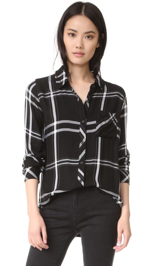RAILS Hunter Button Down Plaid Shirt Jet White Shopbop event of the season sale