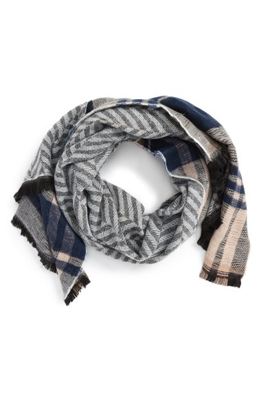 Sole Society Reversible Blanket Scarf Navy Multi blanket scarves  fall 2016