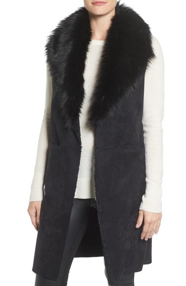 Steve Madden Faux Fur Collar Vest Black faux fur vests fall 2016