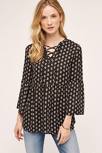 Sunday in Brooklyn Leucate Peplum Top Black Motif